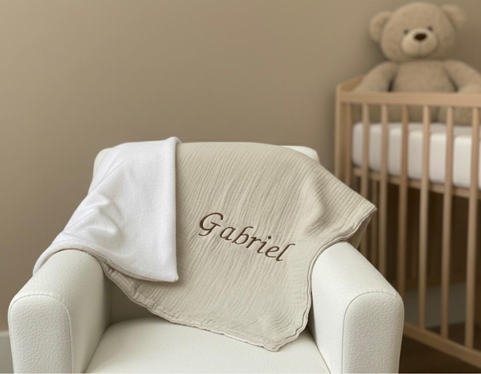 Plaid en gaze de coton beige