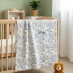 plaid toile de jouy bleu