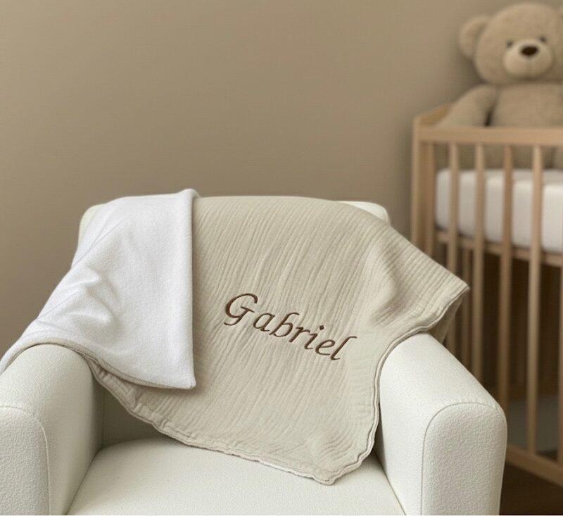 Plaid en gaze de coton beige